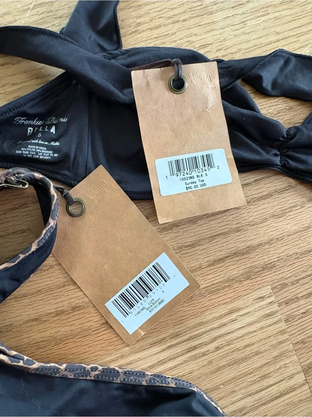 Frankie's Bikinis Black Bikini with Leopard-Trim